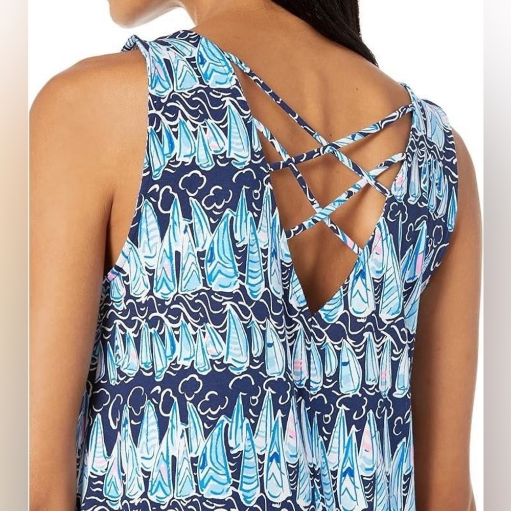 NWT Lilly Pulitzer Kristen Dress Sails and Stripes SZ L Coastal Preppy Nautical - Picture 3 of 10